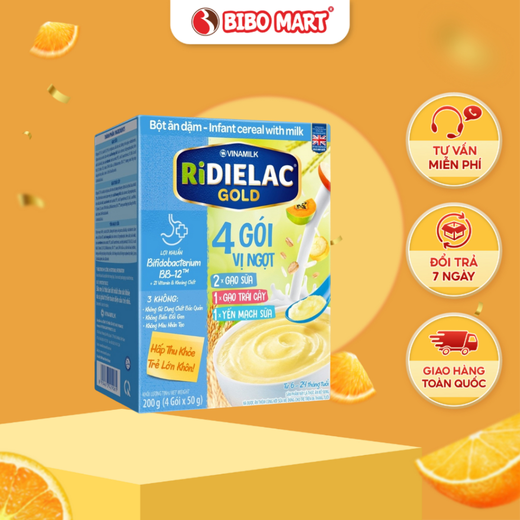 Bột Ăn Dặm Ridielac Gold 3 200g Vị Ngọt Bổ Sung Vitamin Dưỡng Chất Cho Bé Từ 6-24 Tháng Tuổi - Bibo Mart