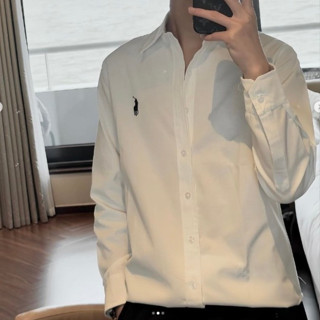 Áo sơ mi tay dài nam nữ logo thêu góc ngực Ngựa nhỏ unisex form rộng 65kg hottrend cháy phố 2024