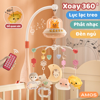 Đồ chơi treo nôi cũi cho bé sơ sinh xoay 360 độ kích thích thị giác có hộp nhạc TẶNG điều khiển