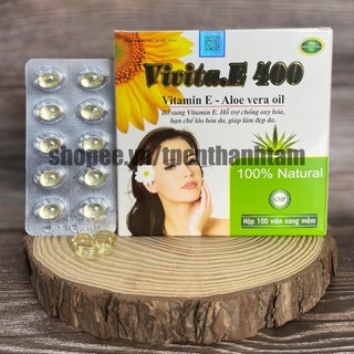 Vitamin E Trắng Vivita E 400IU hỗ trợ làm đẹp da, trắng sáng da, có thể thoa lên mặt và trộn kem dưỡng - Hộp 30-60 viên