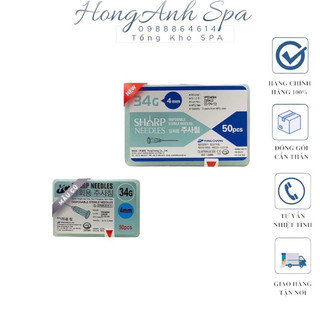 1 đầu kim sharp needles 34g x 1.5mm , 2.5mm 4mm nanoneedle tiêm cá hồi dưỡng chất prp 1 kim conpuvon cao cấp