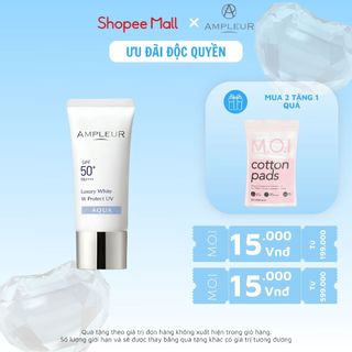 Kem chống nắng AMPLEUR Luxury White W UV AQUA Nhật Bản dưỡng trắng đều màu da, chống nắng cực đỉnh với SPF50+/PA++++ 30g