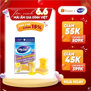 Miếng bọt biển rửa chén bát mút xốp MyJae đa năng kèm miếng nhựa hít kê (2 miếng/gói)
