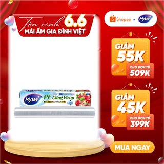 Màng bọc thực phẩm PE MyJae có dao cắt 120M, dạng xé chấm đứt, co giãn tốt, bảo quản thực phẩm
