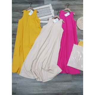 Đầm linen suông 3 lổ
