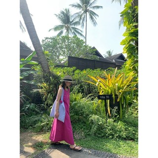 Đầm linen suông 3 lổ