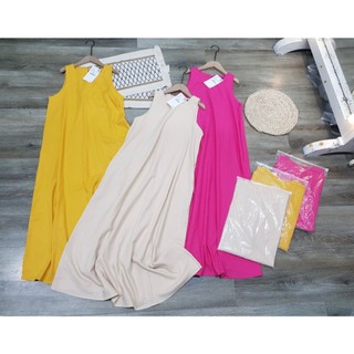 Đầm linen suông 3 lổ