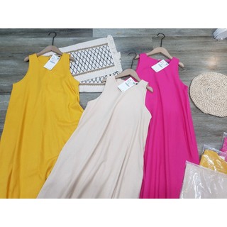 Đầm linen suông 3 lổ