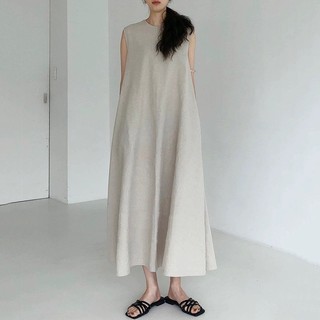 Đầm linen suông 3 lổ