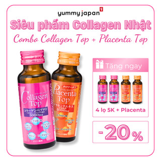 [Bộ đôi 2 Hộp] Collagen Top 5000mg và Placenta Top 5000mg SHINNIPPAI Nhật Bản