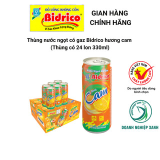 Nước Ngọt Có Gaz Bidrico Hương Cam ( Thùng 24 lon 330ml )