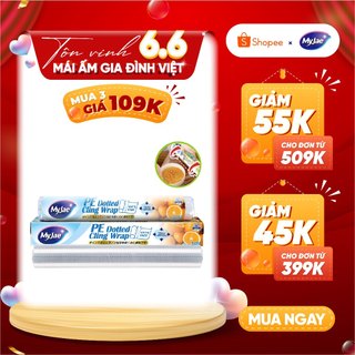Màng bọc thực phẩm PE 50M dạng chấm đứt MyJae, dạng xé co giãn tốt, bảo quản thực phẩm an toàn