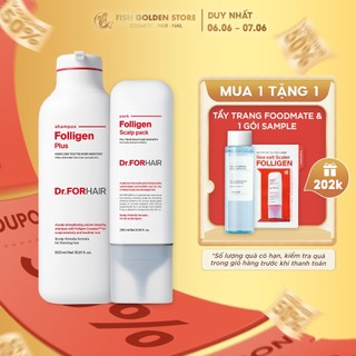 Combo gội xả dưỡng hỗ trợ mọc tóc giảm rụng tóc và gàu Dr.FORHAIR Plus 500ml x Scalp Pack 250ml