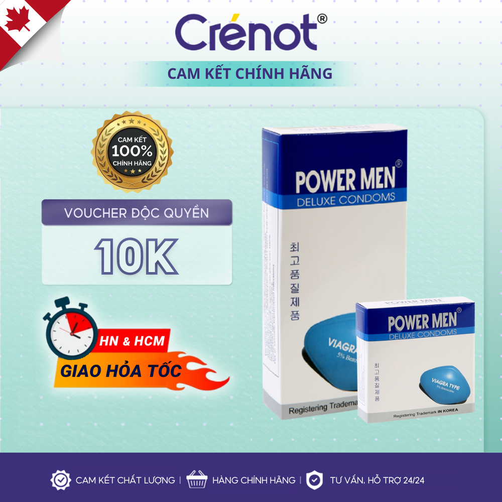 Bao cao su kéo dài thời gian POWER MEN VIAGRA TYPE chống xuất tinh sớm nhiều gel bôi trơn siêu mỏng chính hãng