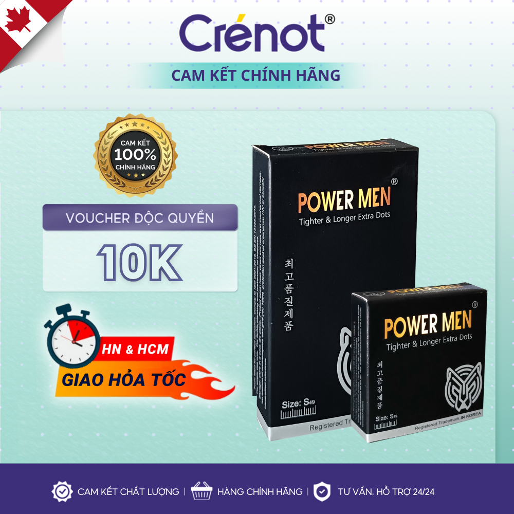 Bao cao su gân gai ôm sát 49mm Power Men kéo dài thời gian bcs size nhỏ tăng khoái cảm chống xuất tinh sớm chính hãng