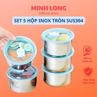Set 5 hộp đựng thực phẩm giữ nhiệt Tròn  Khay tròn đựng đồ ăn , Bát đựng thực phẩm có nắp đậy