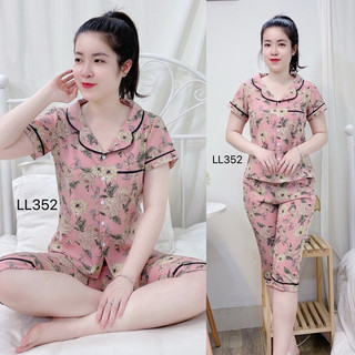 Đồ bộ mặc nhà pzm quần lửng, chất lụa thái mềm, mịn, không nhăn