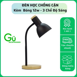 Đèn học để bàn, đèn led trang trí bàn học bảo vệ mắt,chống cận Decor phòng ngủ - Gu Decor Wooden