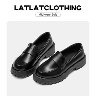  Giày oxford lười basic dáng trơn đế cao 4cm chất da PU dày dặn cứng cáp ảnh thật - latlatclothing 