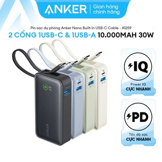 Sạc Dự Phòng ANKER Nano 10000mAh 30W (Built-In USB-C Connector) - A1259