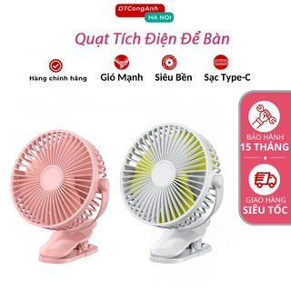 Quạt kẹp mini để bàn, quạt sạc tích điện, quạt xoay 360 độ đế kẹp chắc chắn chống trơn trượt