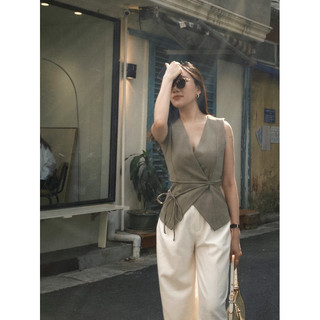 Áo gile vest nữ thiết kế dây thắt eo LEA TAILORED - By Greetings Bean