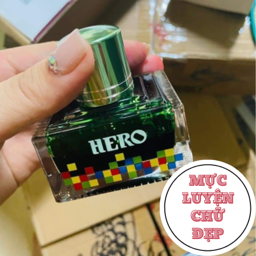 Mực Hero Chính Hãng Màu Xanh Lá Có Màu Tự Nhiên, Không Chứa Cac Bon, Mực Nhanh Khô, Lọ 40ml