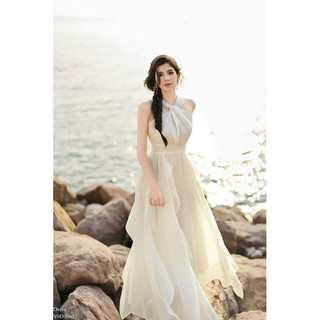Đầm maxi voan TRIPBLE T DRESS xoắn bèo siêu xinh - Free size dưới 54kg