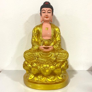 Tôn tượng phật a di đà ngồi 45cm màu vàng nhựa composite