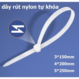 Dây rút nhựa màu trắng nhiều kích cỡ từ 15 đến 25 Cm
