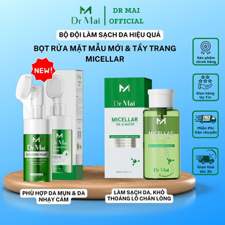 Dr Mai, combo sữa rửa mặt 100ml và dầu tẩy trang 2 tầng 200ml giúp sạch da, an toàn cho mọi loại da