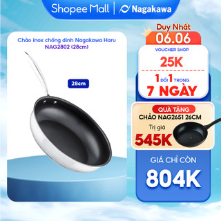 Chảo inox chống dính Nagakawa Haru NAG2802 (28cm) - Dùng cho mọi loại bếp - Hàng chính hãng