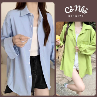 Áo sơ mi nữ bigsize cô nhỏ tay dài có túi basic thanh lịch công sở vải lụa mềm mát thời thượng sang trọng đi học SM20