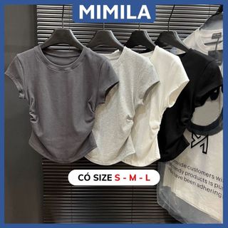 [CÓ SIZE] Áo Phông Ngắn Tay MIMILA Thiết Kế Nhún Eo Tôn Dáng Kiểu Dáng Basic Dễ Phối Chất Thun Tăm Lạnh - MA234