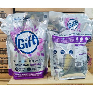 1 thùng (4 túi) Nước giặt Gift 3.6kg hương tinh dầu nước hoa AMBERY &Công nghệ Nano Bạc khử mùi hôi, ẩm mốc trên vải