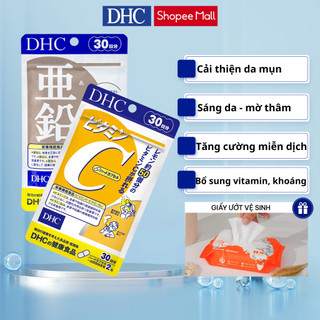 Combo mờ giảm mụn, làm mờ vết thâm DHC 30 ngày dùng (Vitamin C 60 viên và Kẽm 30 viên)