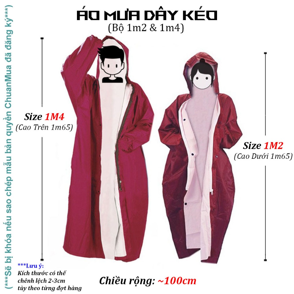 Áo mưa 1 người lớn Nam Nữ KOJMAC Raincoat Fashion 1m2 & 1m4 ( Bộ đồ măng tô chống thấm nước thời trang cặp đôi ..)