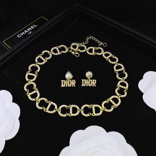 Sét trang sức CD vòng cổ và bông tai đính đá xinh rễ phối đồ Shop mai phương bùi