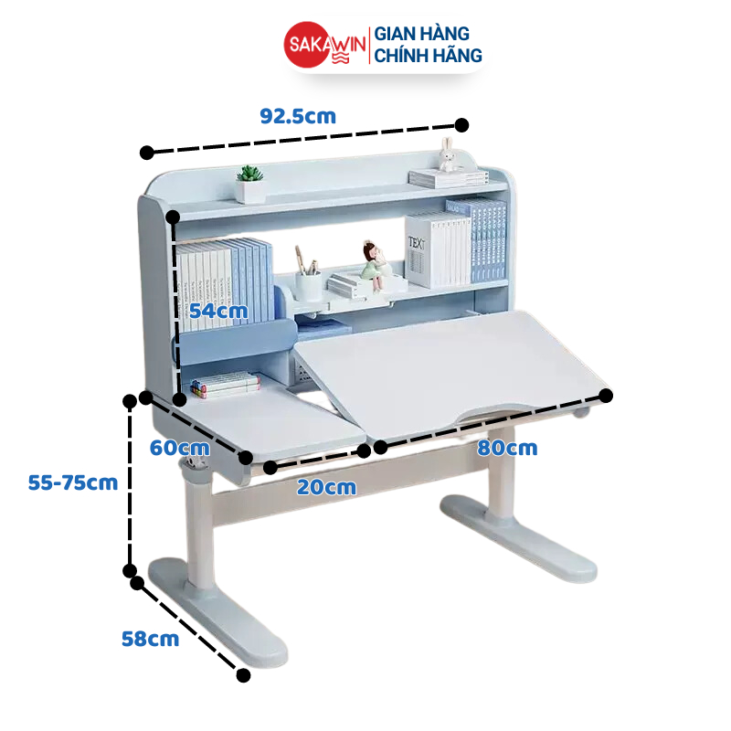 Bộ bàn học sinh thông minh Sakawin Pro100 Gỗ tự nhiên cao cấp, Mặt bàn xẻ đôi size 100cm | BigBuy360 - bigbuy360.vn