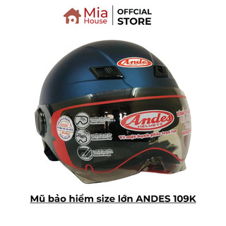 Mũ bảo hiểm size lớn ANDES 109K dành cho người có vòng đầu phổ thông hoặc lớn, kính trà, lót tháo giặt, chính hãng Andes