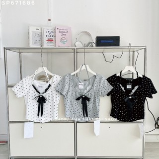 Áo thun chấm bi nơ cổ 927   # 671686