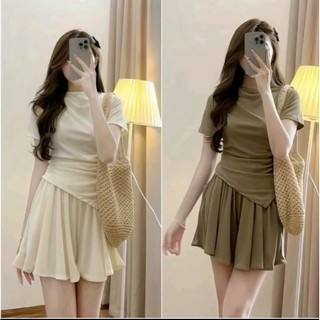Set thun gân tăm bigsize 40-80kg áo ngang vai và váy xinh xắn