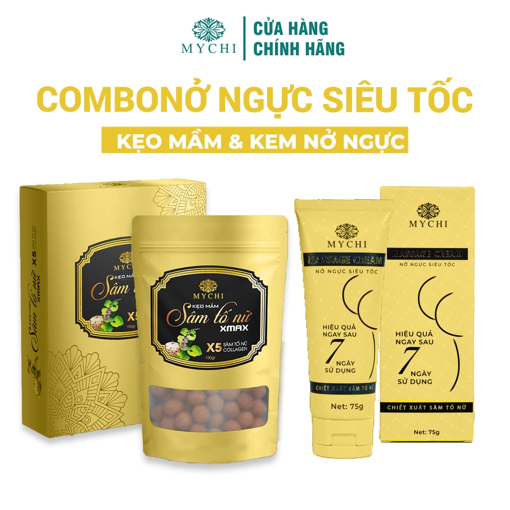 Liệu trình tăng size Vòng 1 siêu tốc COMBO Kẹo mầm Sâm tố nữ Xmax & Kem massage nở ngực MYCHI