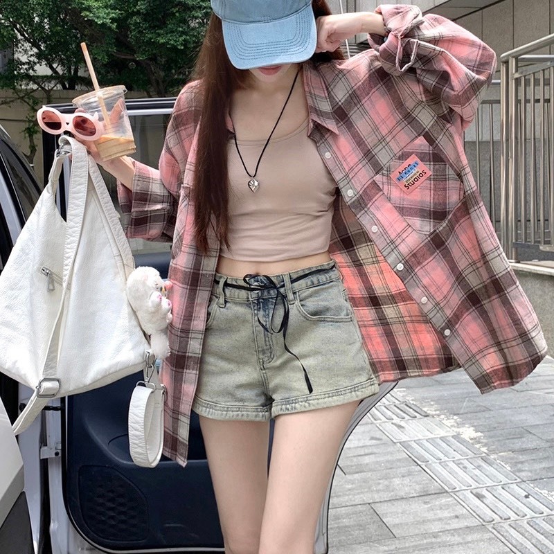 Áo Sơ Mi Dáng Cadigan From Rộng Nam Nữ Tay Dài Unisex NAD Chất Vải Cotton Dạ Kẻ Caro Phong Cách Trẻ Trung Năng Động