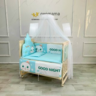 Nôi Cũi Cho Bé Trọn Bộ ( Kèm Quây, Đệm, Màn, Gối ). Cũi Trẻ Em 2 Tầng Gỗ Thông 6 chế độ linh hoạt