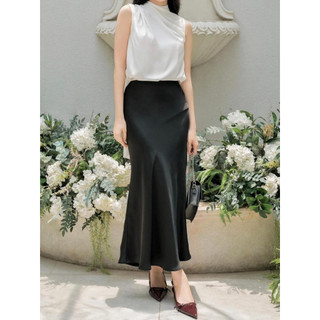 Sơ mi lụa satin vạt sau chloe silk top huong boutique - hbsm1128