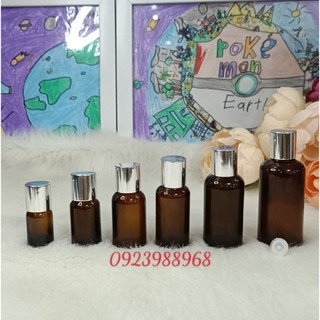 Chai thủy tinh nâu, xanh lá, xanh dương, trong + nắp vặn bạc trơn