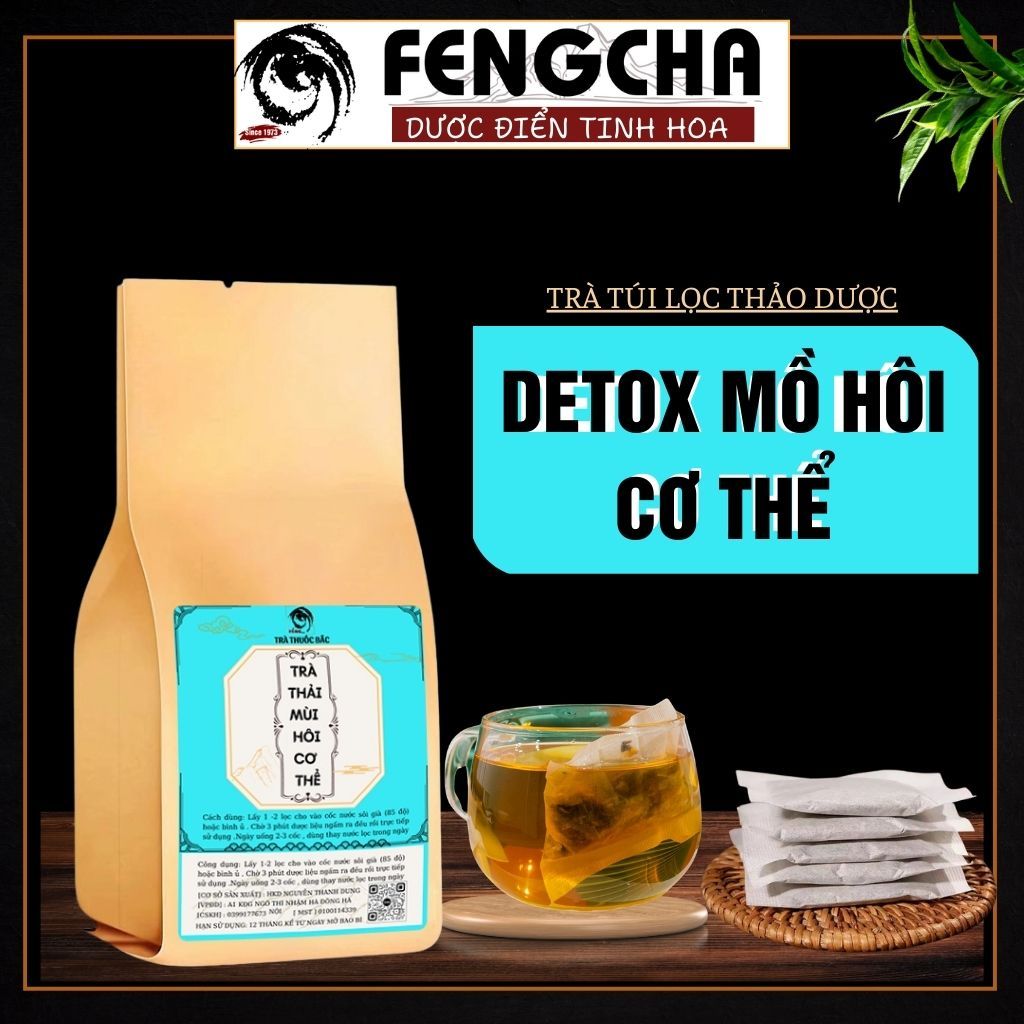 [Detox mùi hôi] Trà detox thải độc mùi hôi cơ thể Fengcha cho người có nhiều mồ hôi, mồ hôi nặng mùi bịch 30 gói lọc