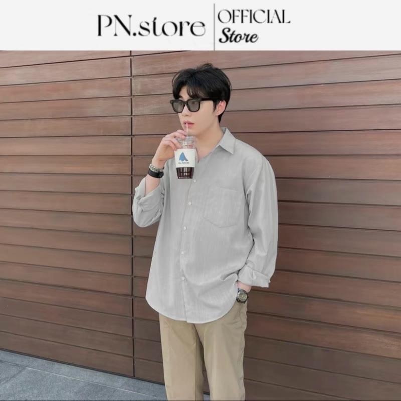 Áo sơ mi nam PN STORE đũi cổ đức fom rộng dài tay 02 Menswear Trắng SM02
