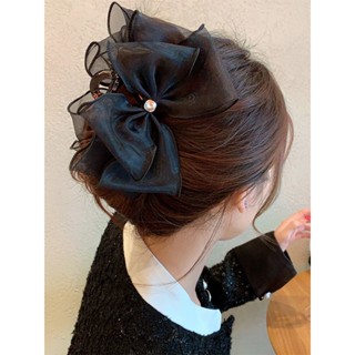 Kẹp tóc càng cua nơ voan bản to sang trọng, phụ kiện tóc phong cách Hàn Quốc K2